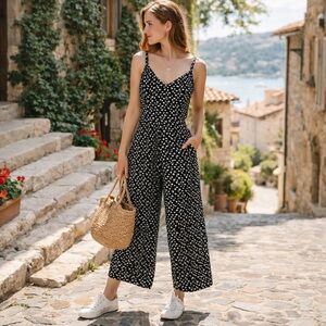 Socialite Floral Tie Back Wide Leg Jumpsuit Cutout Pockets Boho Nordstrom Large